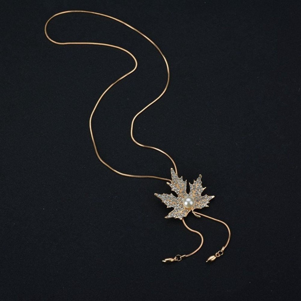 💎 NEW ❤️ Long Maple Leaf Lady Necklace Women Jewelry - Picture 2 of 3